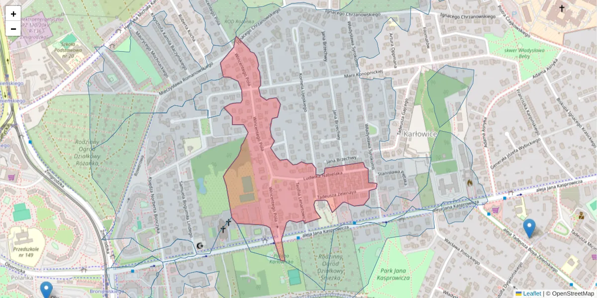 Szczegółowa mapa kodu pocztowego 51-140 z granicami, sąsiednimi kodami pocztowymi i urzędami pocztowymi