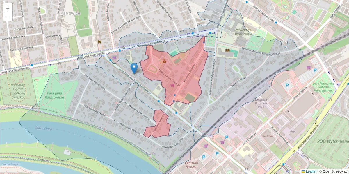 Szczegółowa mapa kodu pocztowego 51-152 z granicami, sąsiednimi kodami pocztowymi i urzędami pocztowymi