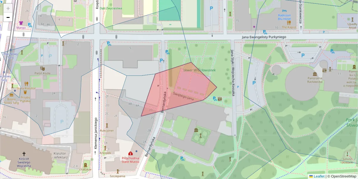 Szczegółowa mapa kodu pocztowego 51-156 z granicami, sąsiednimi kodami pocztowymi i urzędami pocztowymi