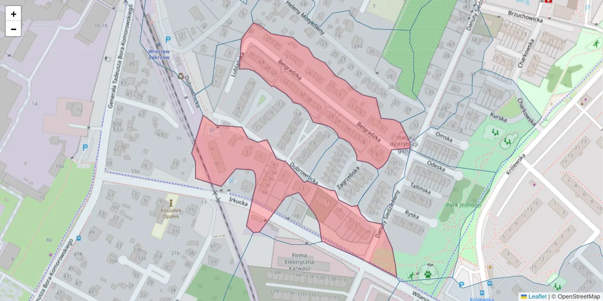 Szczegółowa mapa kodu pocztowego 51-208 z granicami, sąsiednimi kodami pocztowymi i urzędami pocztowymi