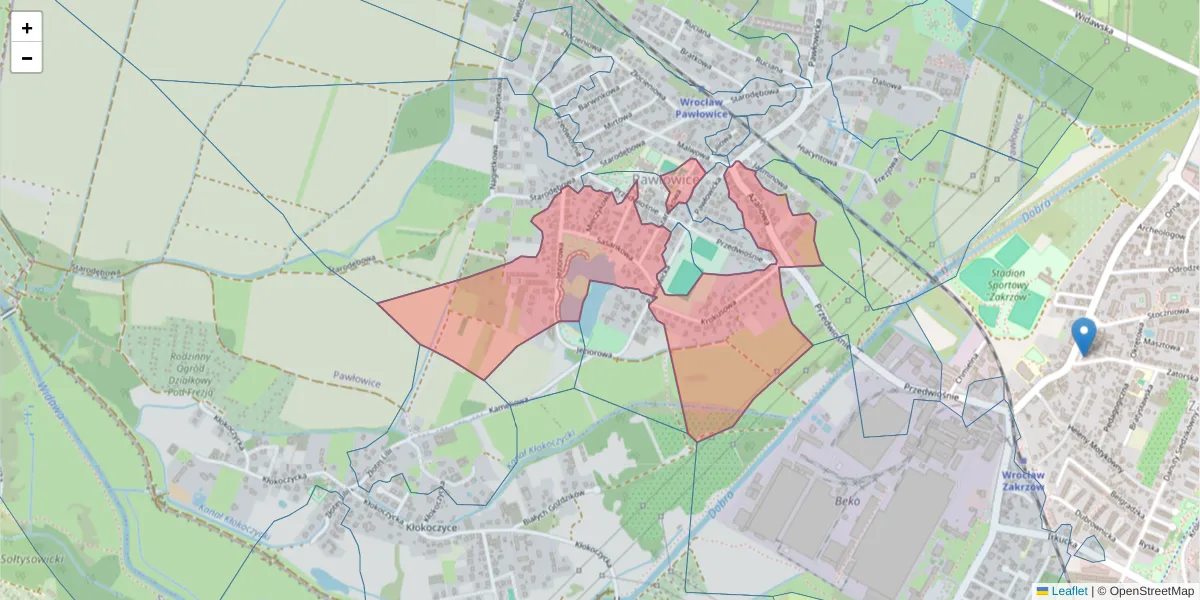 Szczegółowa mapa kodu pocztowego 51-252 z granicami, sąsiednimi kodami pocztowymi i urzędami pocztowymi