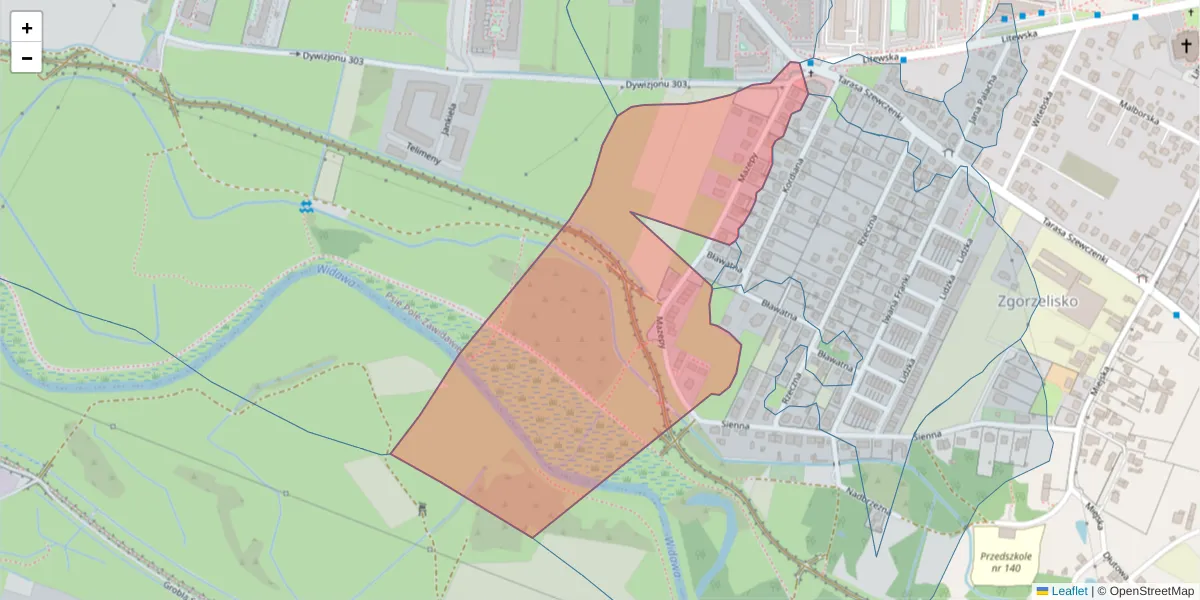 Szczegółowa mapa kodu pocztowego 51-347 z granicami, sąsiednimi kodami pocztowymi i urzędami pocztowymi