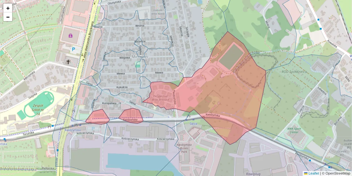 Szczegółowa mapa kodu pocztowego 51-415 z granicami, sąsiednimi kodami pocztowymi i urzędami pocztowymi