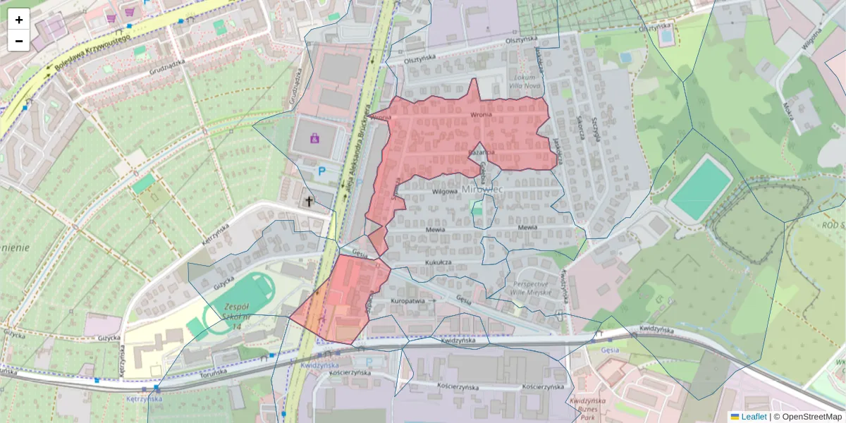 Szczegółowa mapa kodu pocztowego 51-417 z granicami, sąsiednimi kodami pocztowymi i urzędami pocztowymi