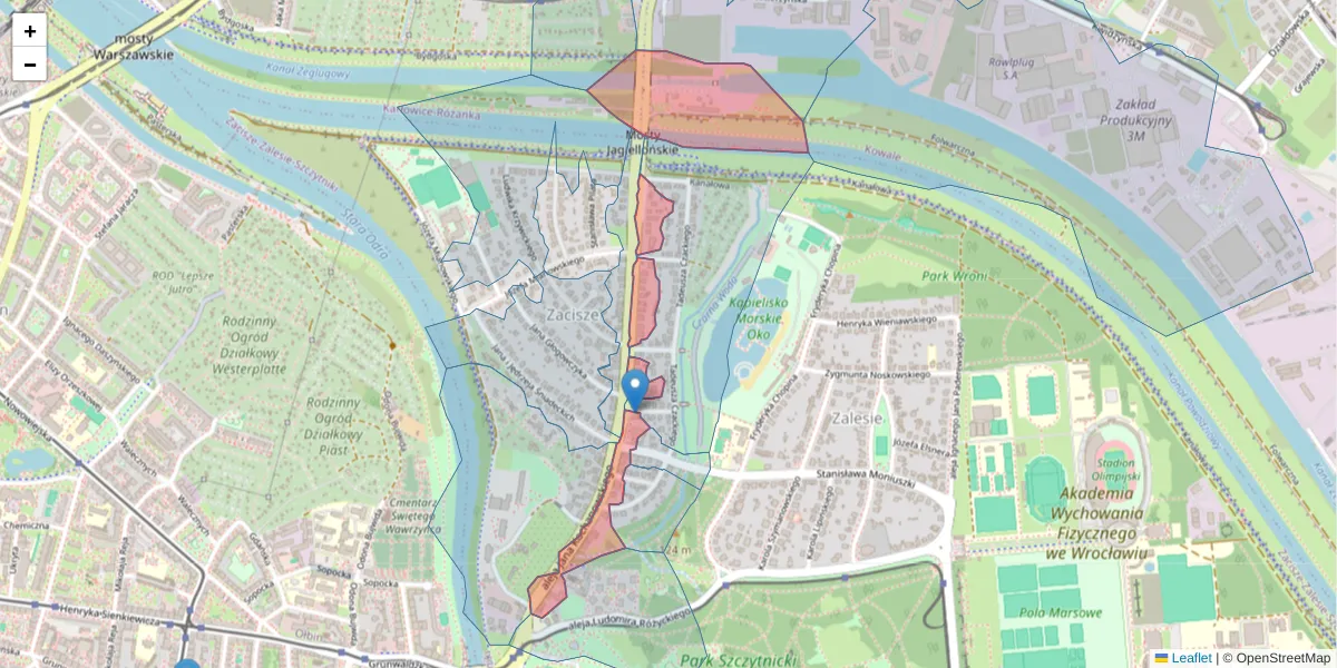 Szczegółowa mapa kodu pocztowego 51-602 z granicami, sąsiednimi kodami pocztowymi i urzędami pocztowymi