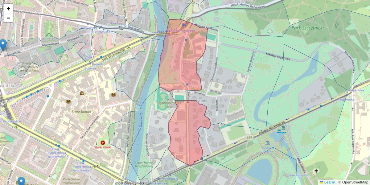 Szczegółowa mapa kodu pocztowego 51-616 z granicami, sąsiednimi kodami pocztowymi i urzędami pocztowymi