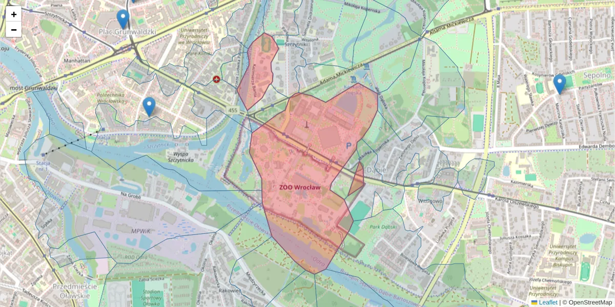 Szczegółowa mapa kodu pocztowego 51-618 z granicami, sąsiednimi kodami pocztowymi i urzędami pocztowymi