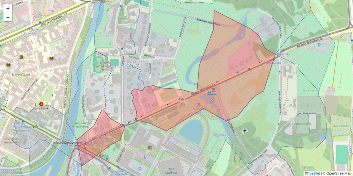 Szczegółowa mapa kodu pocztowego 51-619 z granicami, sąsiednimi kodami pocztowymi i urzędami pocztowymi