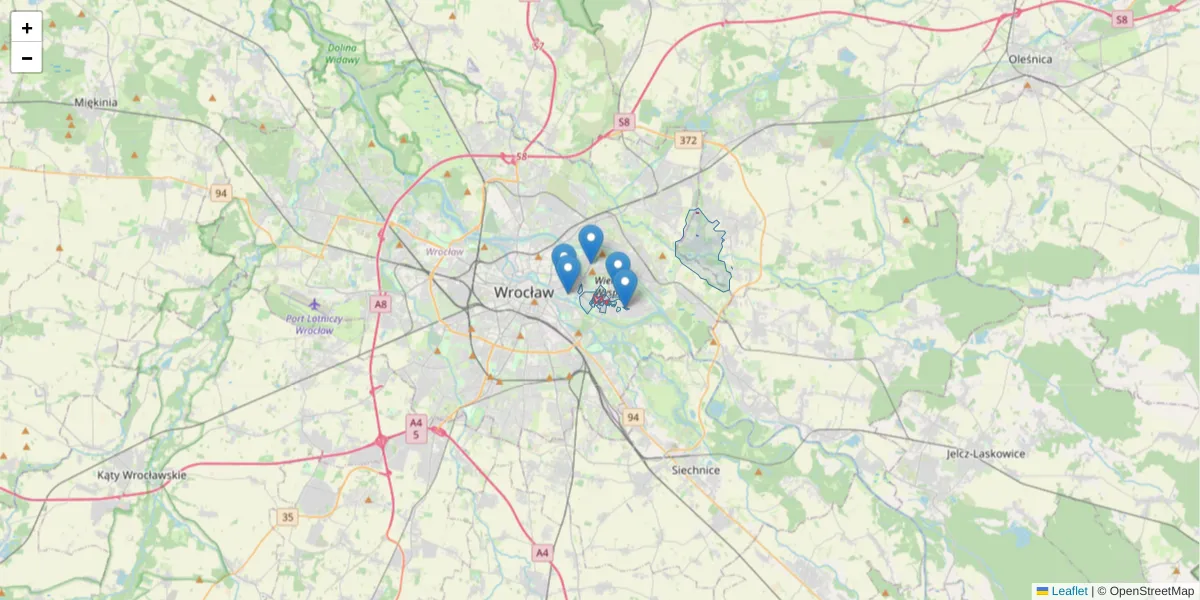 Szczegółowa mapa kodu pocztowego 51-621 z granicami, sąsiednimi kodami pocztowymi i urzędami pocztowymi