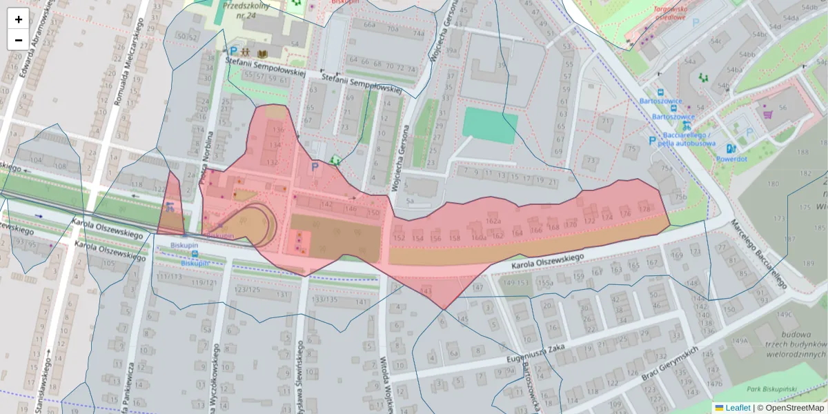 Szczegółowa mapa kodu pocztowego 51-648 z granicami, sąsiednimi kodami pocztowymi i urzędami pocztowymi