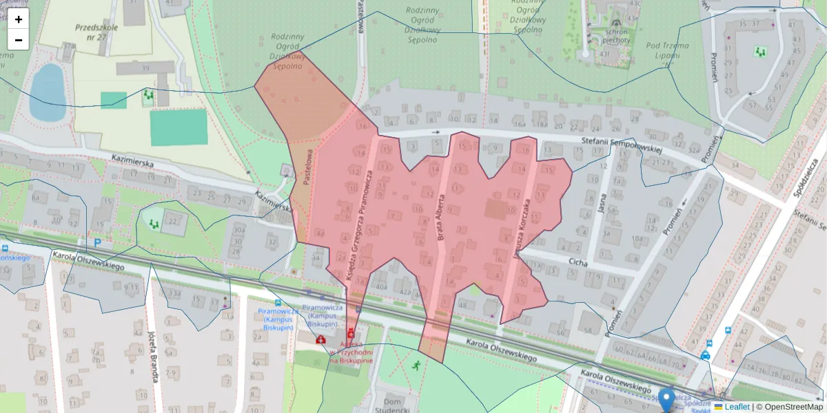 Szczegółowa mapa kodu pocztowego 51-658 z granicami, sąsiednimi kodami pocztowymi i urzędami pocztowymi