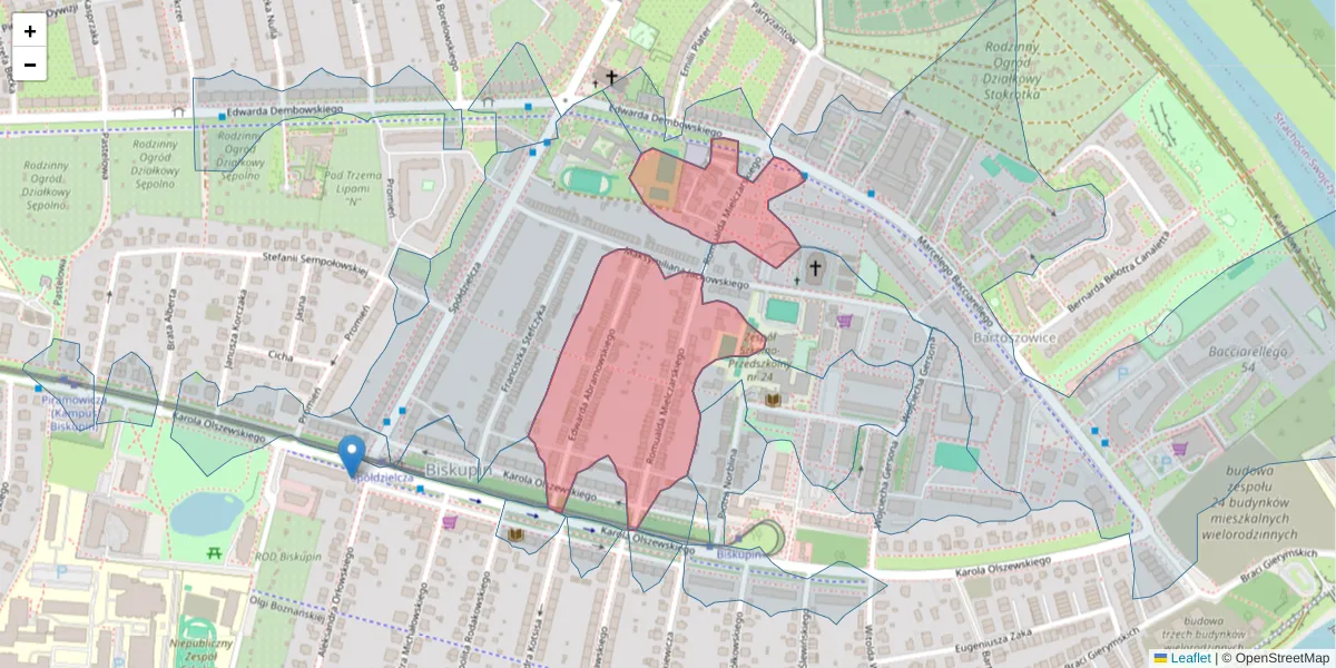 Szczegółowa mapa kodu pocztowego 51-663 z granicami, sąsiednimi kodami pocztowymi i urzędami pocztowymi