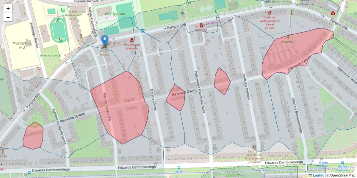 Szczegółowa mapa kodu pocztowego 51-674 z granicami, sąsiednimi kodami pocztowymi i urzędami pocztowymi
