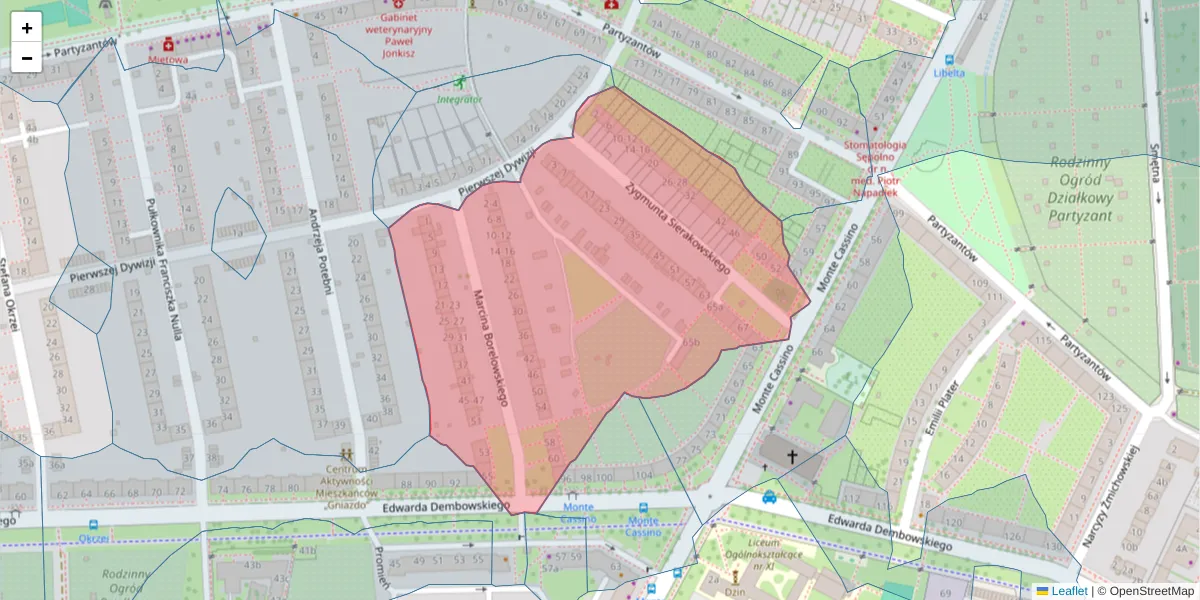 Szczegółowa mapa kodu pocztowego 51-678 z granicami, sąsiednimi kodami pocztowymi i urzędami pocztowymi