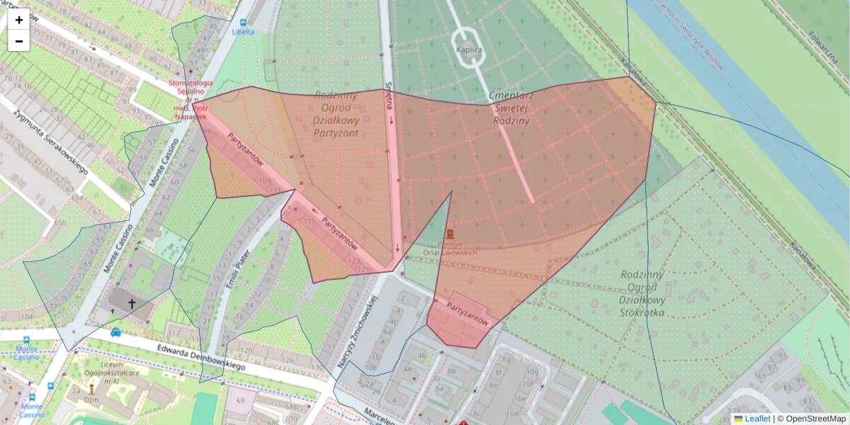 Szczegółowa mapa kodu pocztowego 51-679 z granicami, sąsiednimi kodami pocztowymi i urzędami pocztowymi