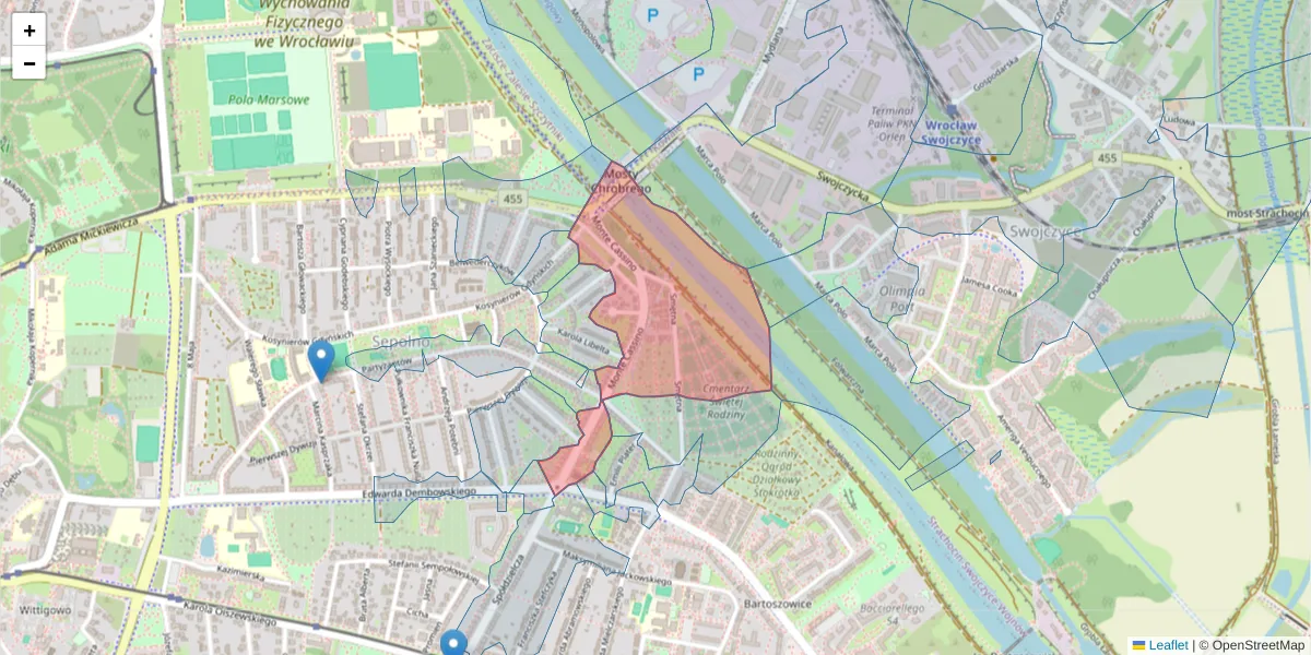 Szczegółowa mapa kodu pocztowego 51-681 z granicami, sąsiednimi kodami pocztowymi i urzędami pocztowymi