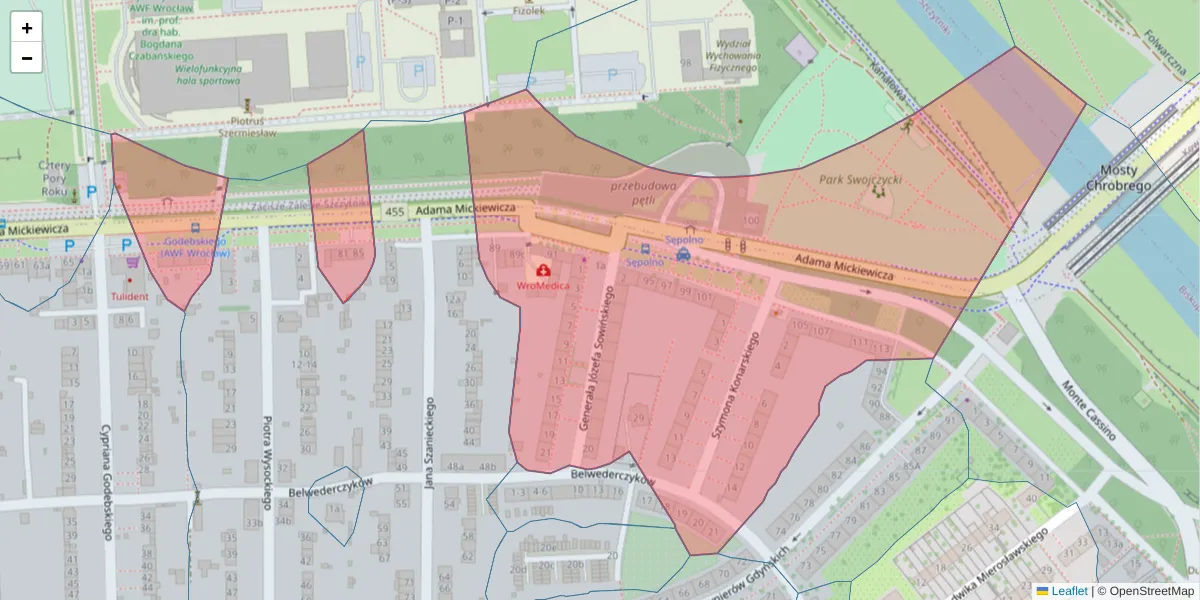 Szczegółowa mapa kodu pocztowego 51-685 z granicami, sąsiednimi kodami pocztowymi i urzędami pocztowymi