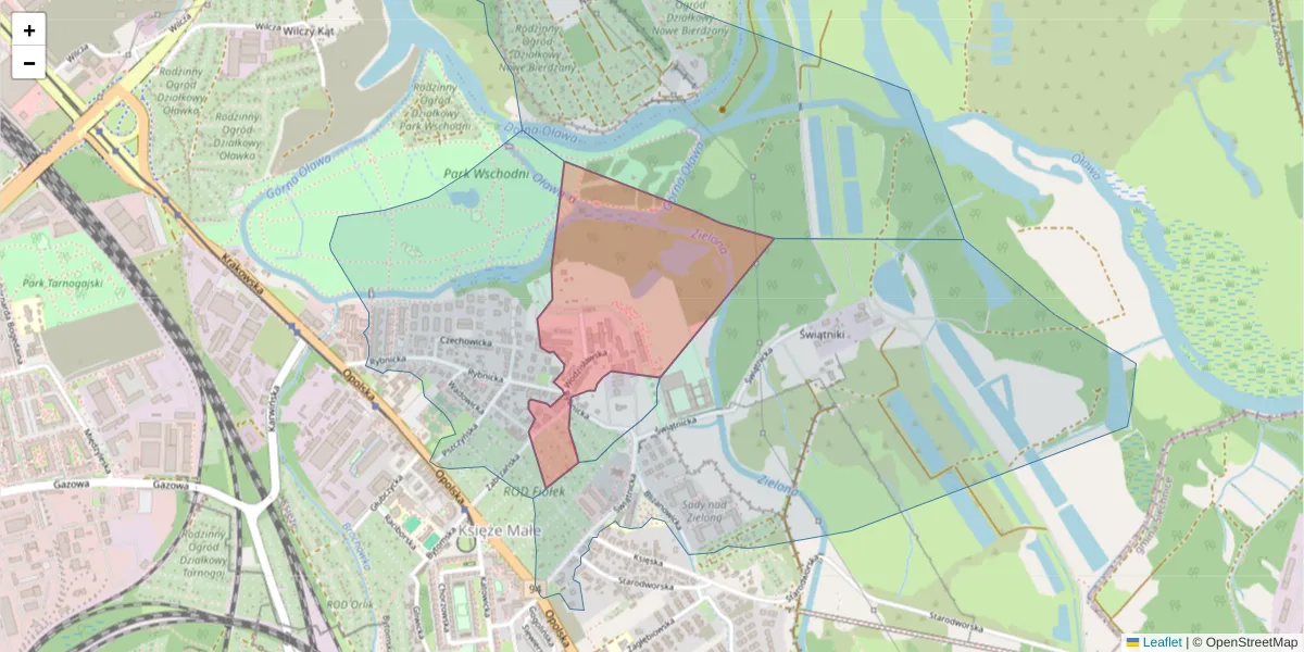 Szczegółowa mapa kodu pocztowego 52-017 z granicami, sąsiednimi kodami pocztowymi i urzędami pocztowymi