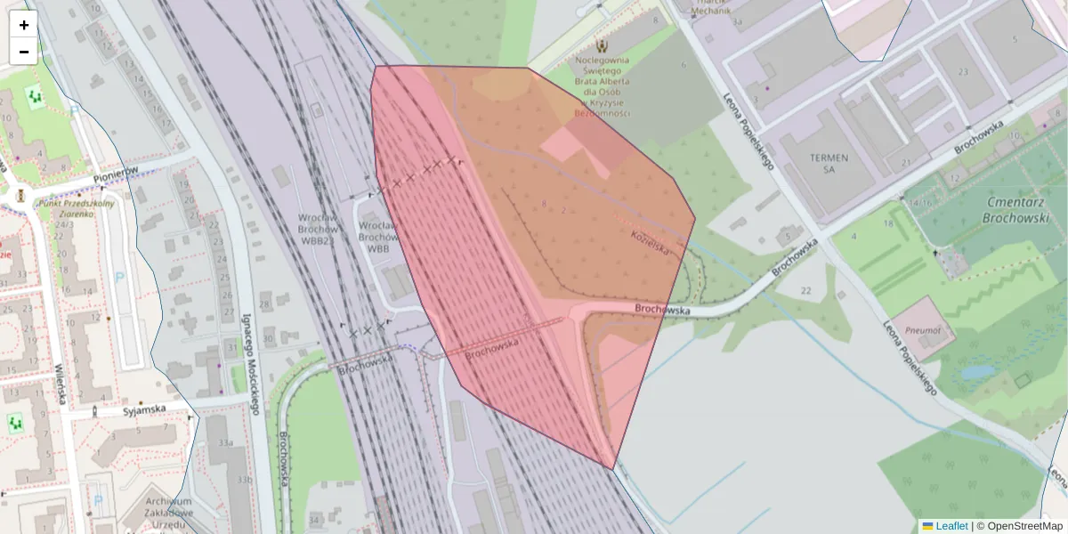 Szczegółowa mapa kodu pocztowego 52-025 z granicami, sąsiednimi kodami pocztowymi i urzędami pocztowymi