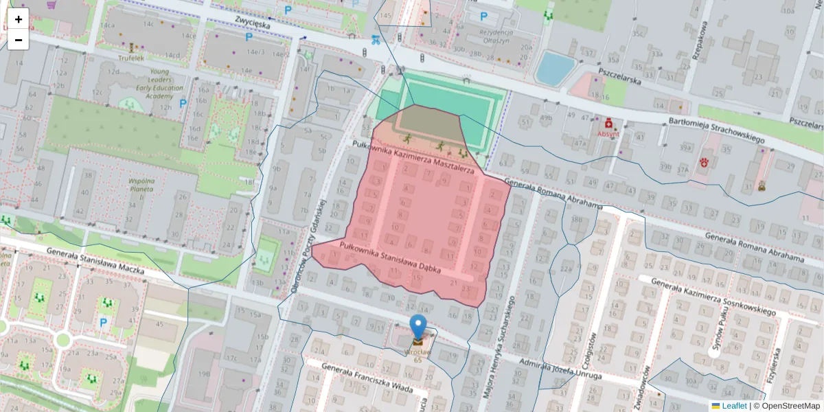 Szczegółowa mapa kodu pocztowego 52-208 z granicami, sąsiednimi kodami pocztowymi i urzędami pocztowymi
