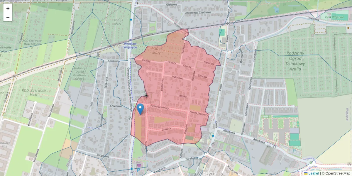 Szczegółowa mapa kodu pocztowego 52-230 z granicami, sąsiednimi kodami pocztowymi i urzędami pocztowymi