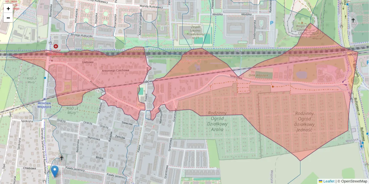 Szczegółowa mapa kodu pocztowego 52-231 z granicami, sąsiednimi kodami pocztowymi i urzędami pocztowymi