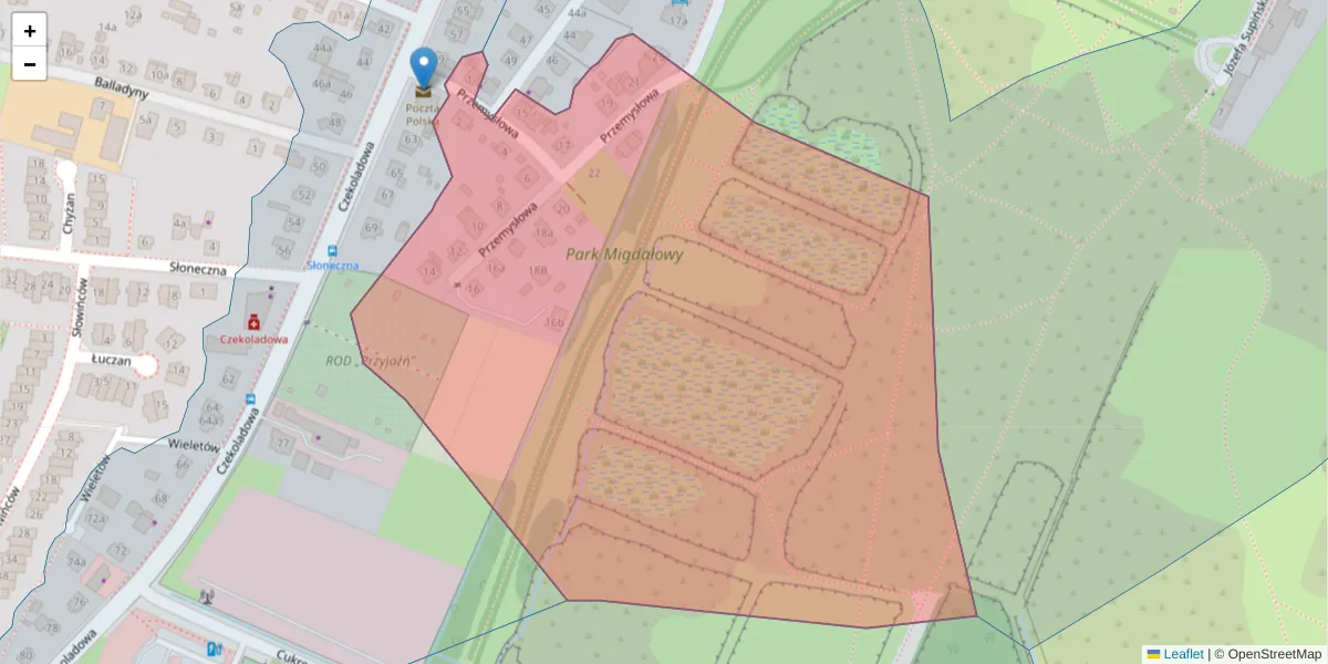 Szczegółowa mapa kodu pocztowego 52-333 z granicami, sąsiednimi kodami pocztowymi i urzędami pocztowymi