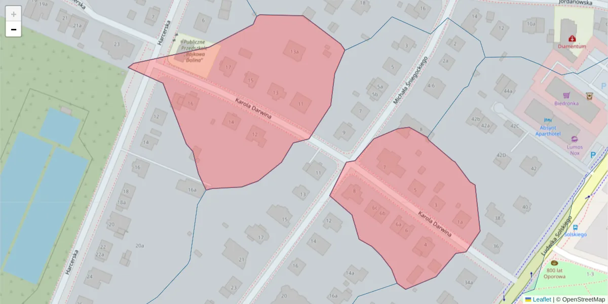 Szczegółowa mapa kodu pocztowego 52-415 z granicami, sąsiednimi kodami pocztowymi i urzędami pocztowymi