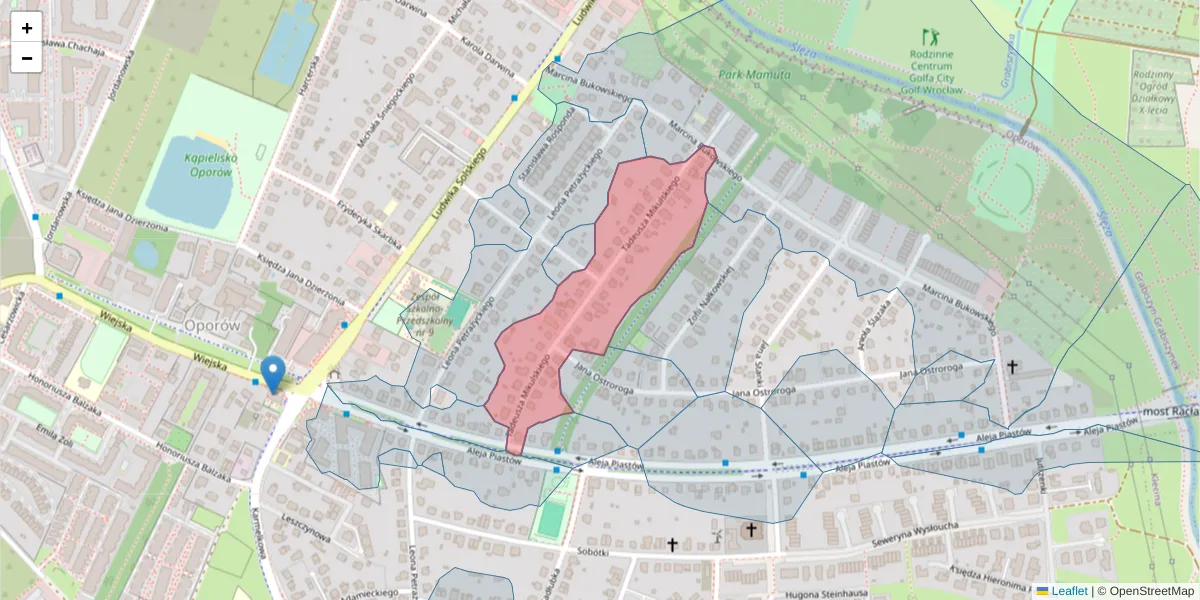 Szczegółowa mapa kodu pocztowego 52-420 z granicami, sąsiednimi kodami pocztowymi i urzędami pocztowymi