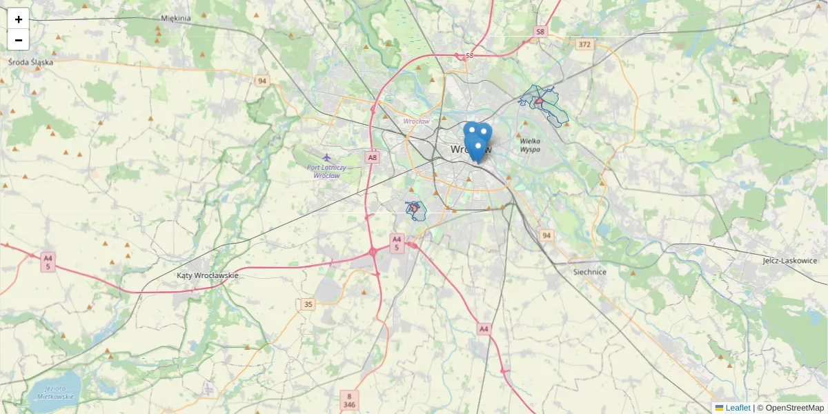 Szczegółowa mapa kodu pocztowego 52-428 z granicami, sąsiednimi kodami pocztowymi i urzędami pocztowymi