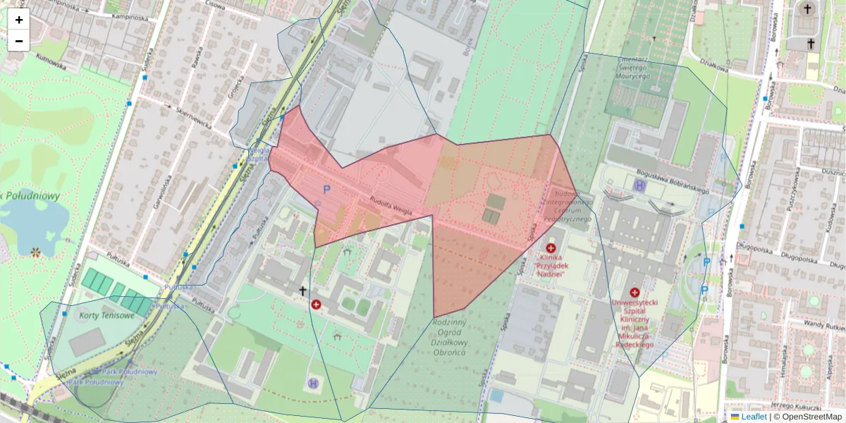 Szczegółowa mapa kodu pocztowego 53-114 z granicami, sąsiednimi kodami pocztowymi i urzędami pocztowymi