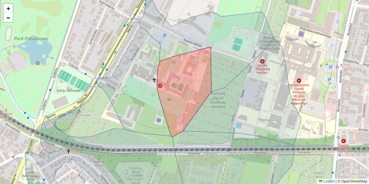 Szczegółowa mapa kodu pocztowego 53-115 z granicami, sąsiednimi kodami pocztowymi i urzędami pocztowymi