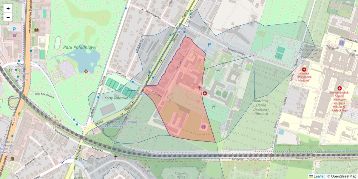 Szczegółowa mapa kodu pocztowego 53-116 z granicami, sąsiednimi kodami pocztowymi i urzędami pocztowymi