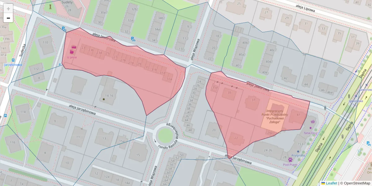 Szczegółowa mapa kodu pocztowego 53-122 z granicami, sąsiednimi kodami pocztowymi i urzędami pocztowymi