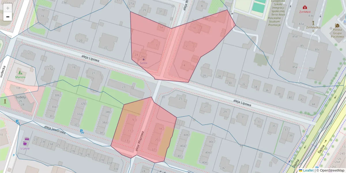 Szczegółowa mapa kodu pocztowego 53-127 z granicami, sąsiednimi kodami pocztowymi i urzędami pocztowymi