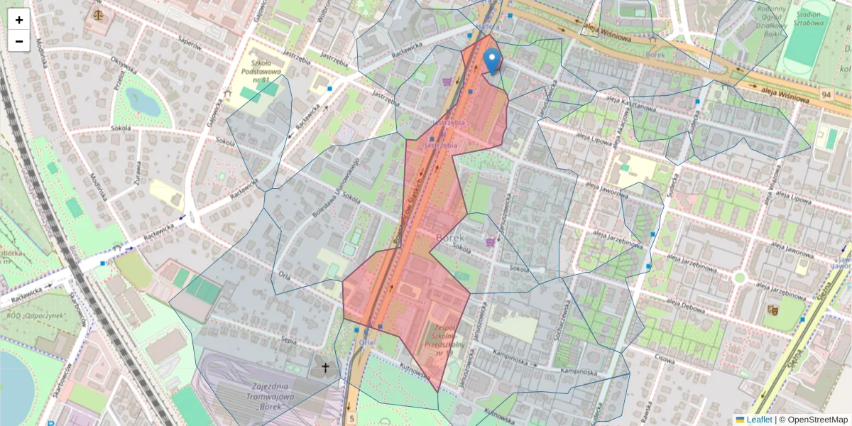 Szczegółowa mapa kodu pocztowego 53-139 z granicami, sąsiednimi kodami pocztowymi i urzędami pocztowymi