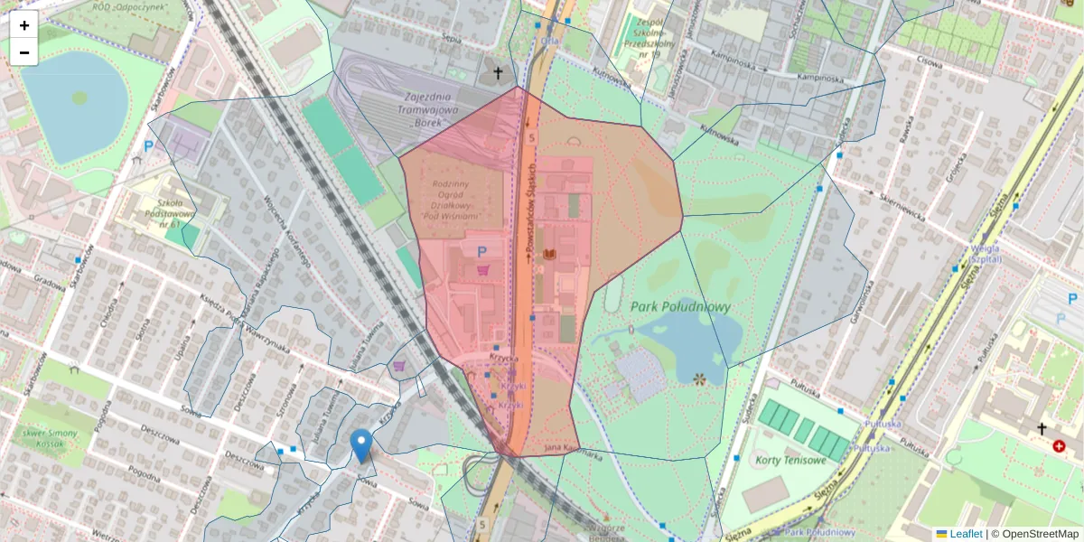 Szczegółowa mapa kodu pocztowego 53-140 z granicami, sąsiednimi kodami pocztowymi i urzędami pocztowymi