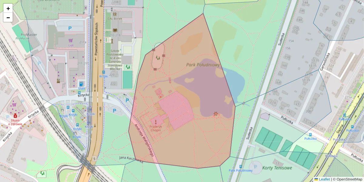 Szczegółowa mapa kodu pocztowego 53-141 z granicami, sąsiednimi kodami pocztowymi i urzędami pocztowymi