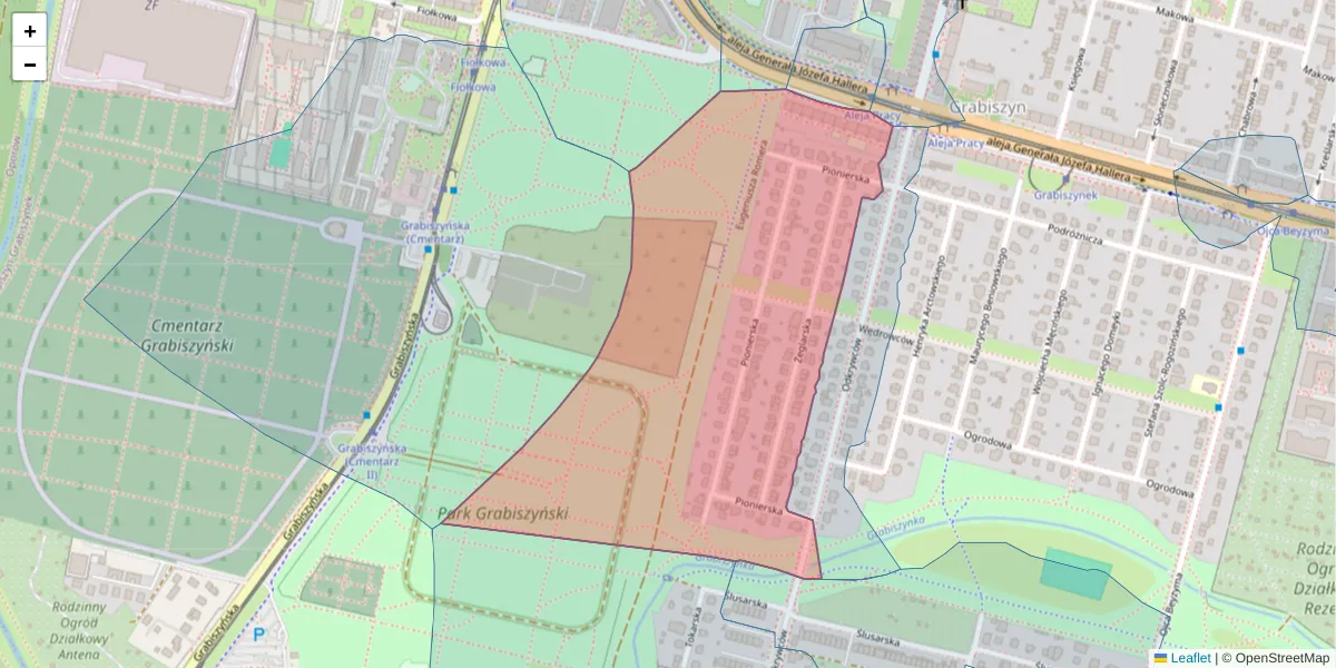 Szczegółowa mapa kodu pocztowego 53-213 z granicami, sąsiednimi kodami pocztowymi i urzędami pocztowymi