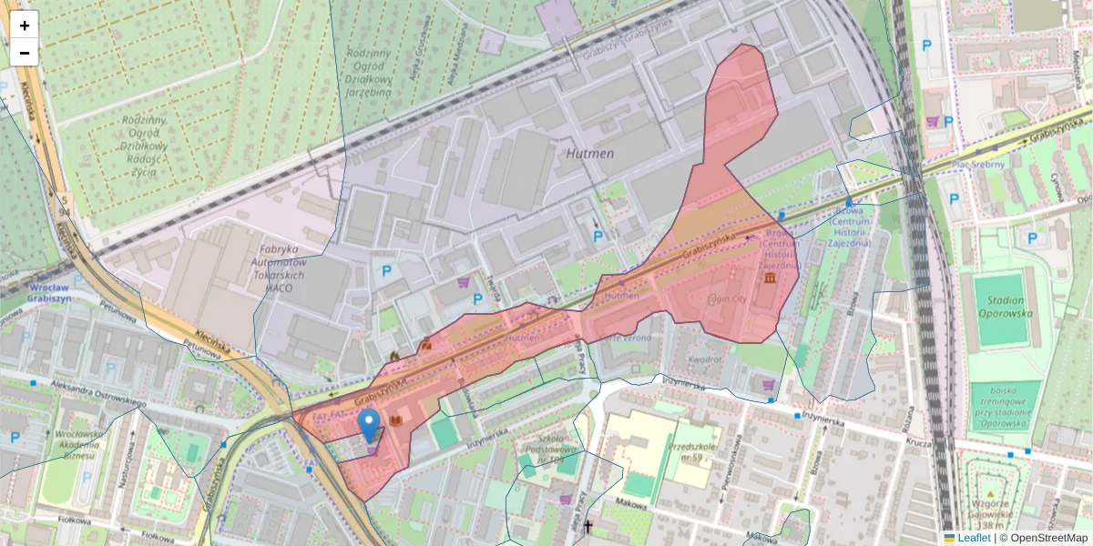 Szczegółowa mapa kodu pocztowego 53-235 z granicami, sąsiednimi kodami pocztowymi i urzędami pocztowymi