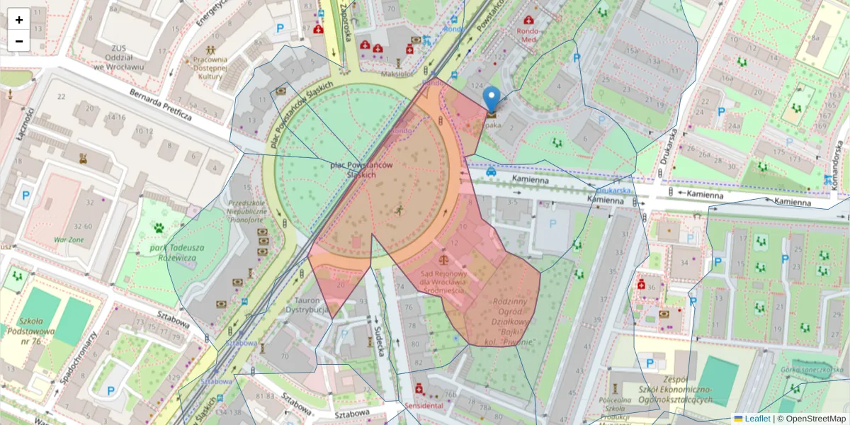 Szczegółowa mapa kodu pocztowego 53-314 z granicami, sąsiednimi kodami pocztowymi i urzędami pocztowymi