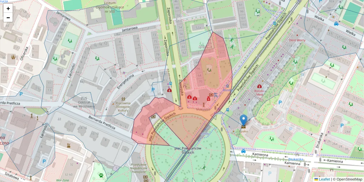 Szczegółowa mapa kodu pocztowego 53-329 z granicami, sąsiednimi kodami pocztowymi i urzędami pocztowymi