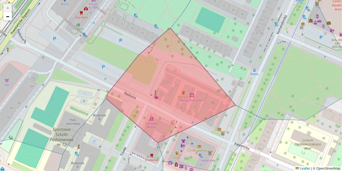 Szczegółowa mapa kodu pocztowego 53-336 z granicami, sąsiednimi kodami pocztowymi i urzędami pocztowymi