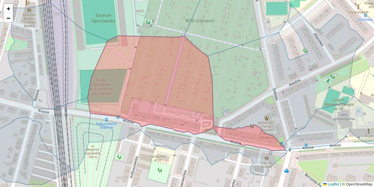 Szczegółowa mapa kodu pocztowego 53-405 z granicami, sąsiednimi kodami pocztowymi i urzędami pocztowymi