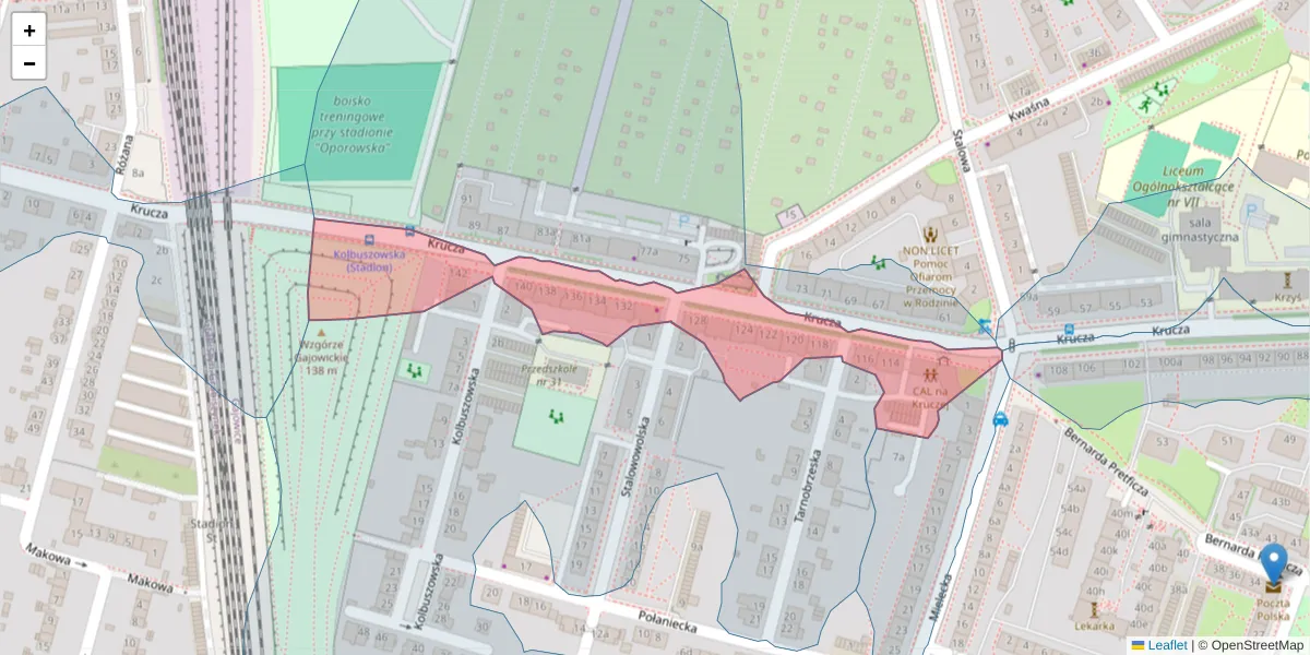 Szczegółowa mapa kodu pocztowego 53-406 z granicami, sąsiednimi kodami pocztowymi i urzędami pocztowymi