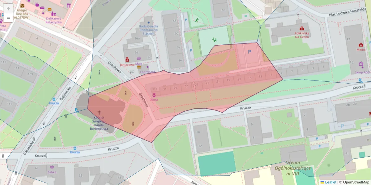 Szczegółowa mapa kodu pocztowego 53-409 z granicami, sąsiednimi kodami pocztowymi i urzędami pocztowymi