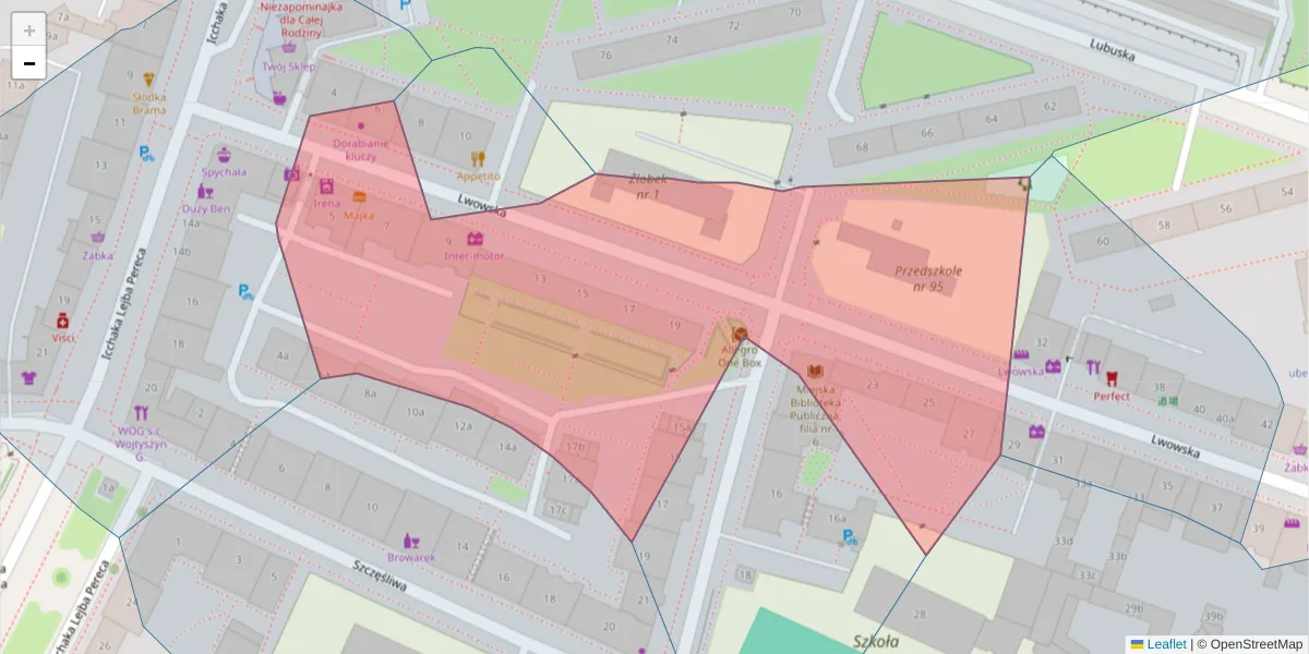 Szczegółowa mapa kodu pocztowego 53-515 z granicami, sąsiednimi kodami pocztowymi i urzędami pocztowymi