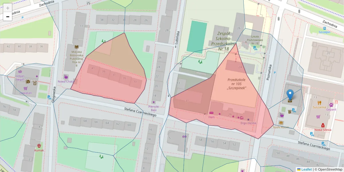 Szczegółowa mapa kodu pocztowego 53-626 z granicami, sąsiednimi kodami pocztowymi i urzędami pocztowymi