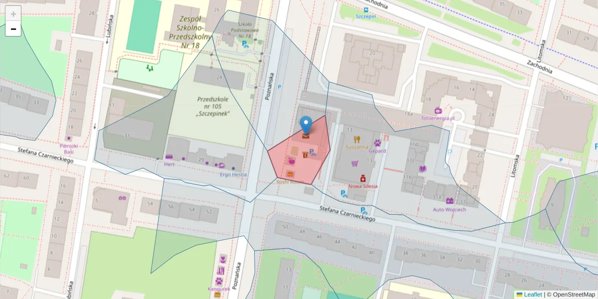 Szczegółowa mapa kodu pocztowego 53-638 z granicami, sąsiednimi kodami pocztowymi i urzędami pocztowymi
