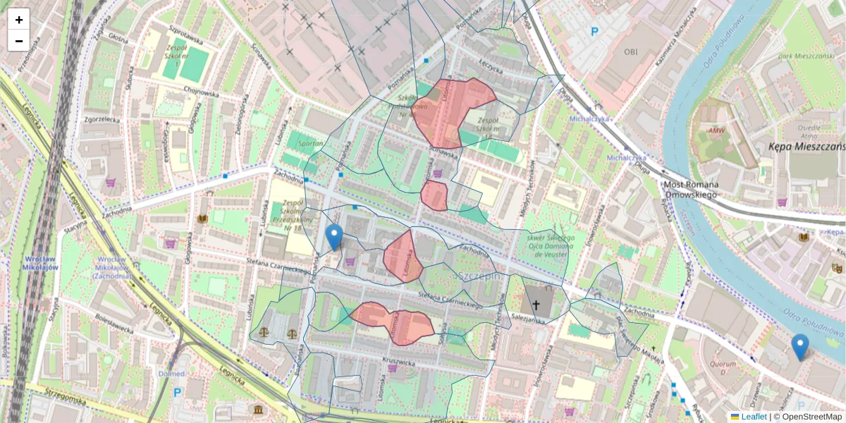 Szczegółowa mapa kodu pocztowego 53-641 z granicami, sąsiednimi kodami pocztowymi i urzędami pocztowymi